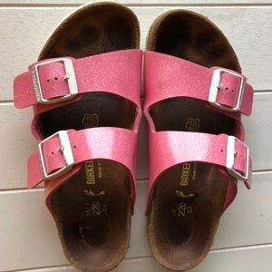 Girls Birkenstock Arizona Pink Sparkle Sandal 3